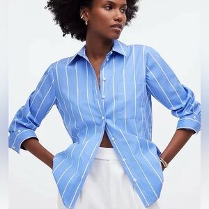 Madewell Blue and White Striped Button-Down Shirt